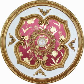 Elegant 43 Round Antique Gold Chandelier Medallion Red Tulip Design (1 of 2)