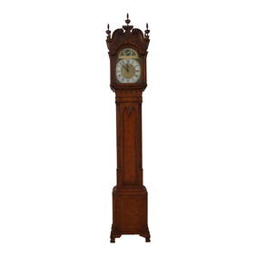 60-Year-Old Burl Walnut Grandfather Clock with Carved Details 89" Tall (1 of 10)