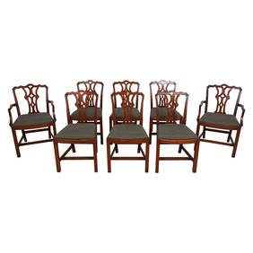 Set of 8 Vintage Chippendale Mahogany Dining Chairs 20w x 22d x 37h (1 of 10)