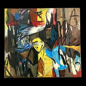 Vintage Bohemian Abstract Oil Painting Canvas 66" W x 60" H (1 of 9)