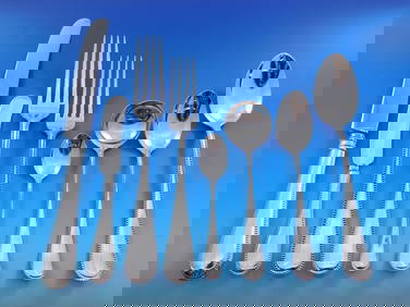 Gorham Newcastle Sterling Silver Flatware Set for 12 98 Pieces Beaded Design (1 of 5)