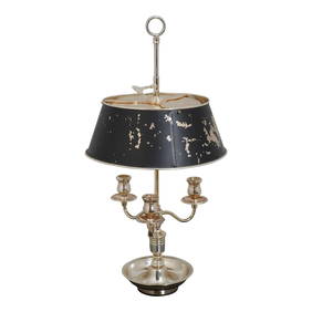 Elegant Silverplate Bouillotte Lamp 11.5 x 11.5 x 23 French Style (1 of 10)