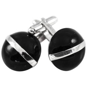 Elegant Sterling Silver Onyx Cufflinks Set Made in England (1 of 4)