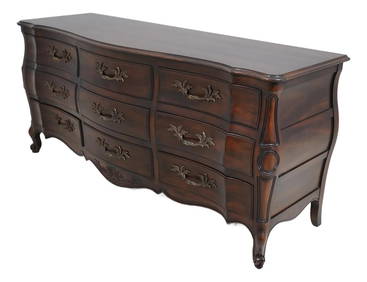 John Widdicomb French Style 9 Drawer Dresser Walnut Finish Bombe Design (1 of 10)