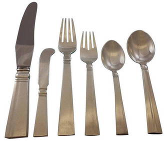 Georg Jensen Blok Sterling Silver Flatware Set 72 Pcs for 12 (1 of 7)