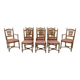 Set of 8 Brown Stickley Wheat Sheaf Dining Chairs 19 x 19 x 40.5 (1 of 10)