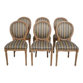 Set of 6 Elegant French Louis XVI Medallion Dining Chairs (1 of 10)