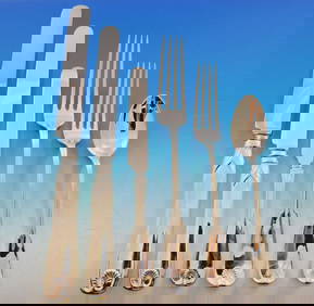 Tiffany & Co 75-Piece Sterling Silver Flatware Set Palm Pattern Service for 12 (1 of 10)