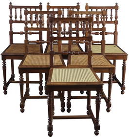 1920 Antique French Renaissance Revival Dining Chairs Walnut Chestnut Finish 36.50H (1 of 13)