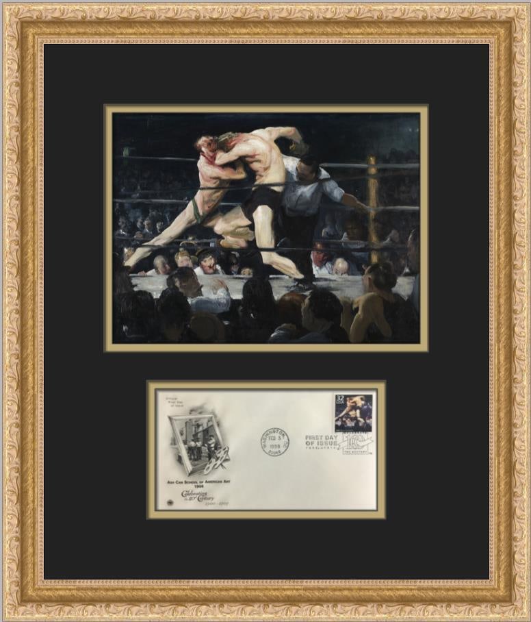 George Bellows Dempsey and Firpo Custom Framed Photo 15 x 19.5: George Bellows Dempsey and Firpo Custom Framed Photo 15 x 19.5 This beautifully custom framed photo features George Bellows' iconic artwork, 'Dempsey and Firpo.' The image measures 7" x 9" and is set