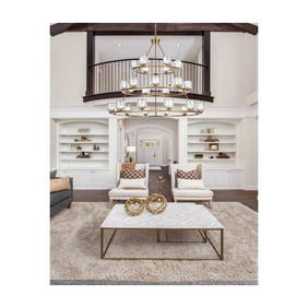 Cadence 27-Light Satin Gold Chandelier with Glass Shades 48" (1 of 8)