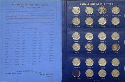 Complete 1913-1938 Buffalo Nickel Set in Whitman Album 1937-D 3 Leg (1 of 10)