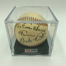 Babe Ruth Single Signed 1940s American League Baseball PSA DNA COA (1 of 7)