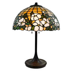 Unique Antique Art Nouveau Leaded Glass Table Lamp 22 in Tall (1 of 12)