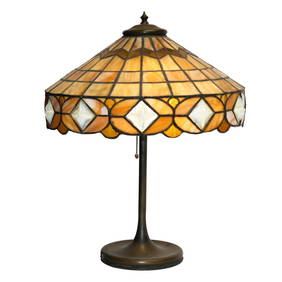 Circa 1915 Antique Art Nouveau Leaded Glass Accent Lamp 23.5" Height (1 of 9)