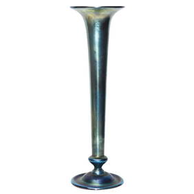 Tiffany Studios Vintage Blue Favrile Etched Glass Vase 18 x 5.5 (1 of 4)