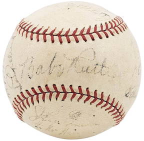 Babe Ruth Lou Gehrig 1934 Japan Tour Signed Baseball Beckett COA (1 of 7)
