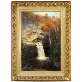 Bayard Henry Tyler Original Impressionist Autumn Landscape Oil Painting 53x39 Framed (1 of 3)