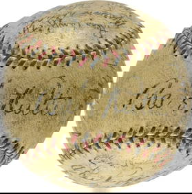 1934 New York Yankees Team Signed Baseball Babe Ruth Lou Gehrig PSA DNA COA (1 of 7)