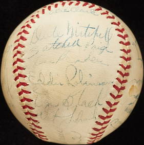 1948 Cleveland Indians Team Signed Baseball with Satchel Paige PSA DNA (1 of 7)