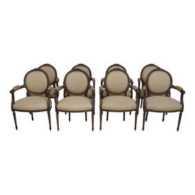 Set of 8 French Louis XVI Armchairs 25w x 21d x 38.5h Distressed Finish (1 of 10)