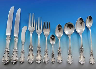 Reed & Barton Burgundy Sterling Silver Flatware Set 150 pcs Service for 12 Renaissance Style (1 of 12)