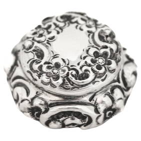 La Pierre Sterling Silver Victorian Pillbox 1 in with Repousse Flowers (1 of 6)