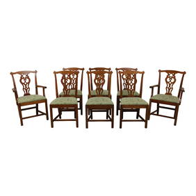 Elegant Set of 8 Stickley Chippendale Cherry Dining Chairs 20w x 18d x 40h (1 of 10)