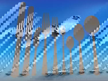 Tiffany & Co San Lorenzo Sterling Silver Flatware Set 111 Pieces Art Deco (1 of 8)