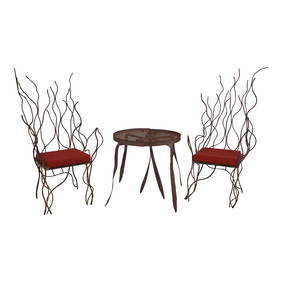 Modern Iron Table and 'Fire' Back Chairs 2-Piece Set (1 of 10)