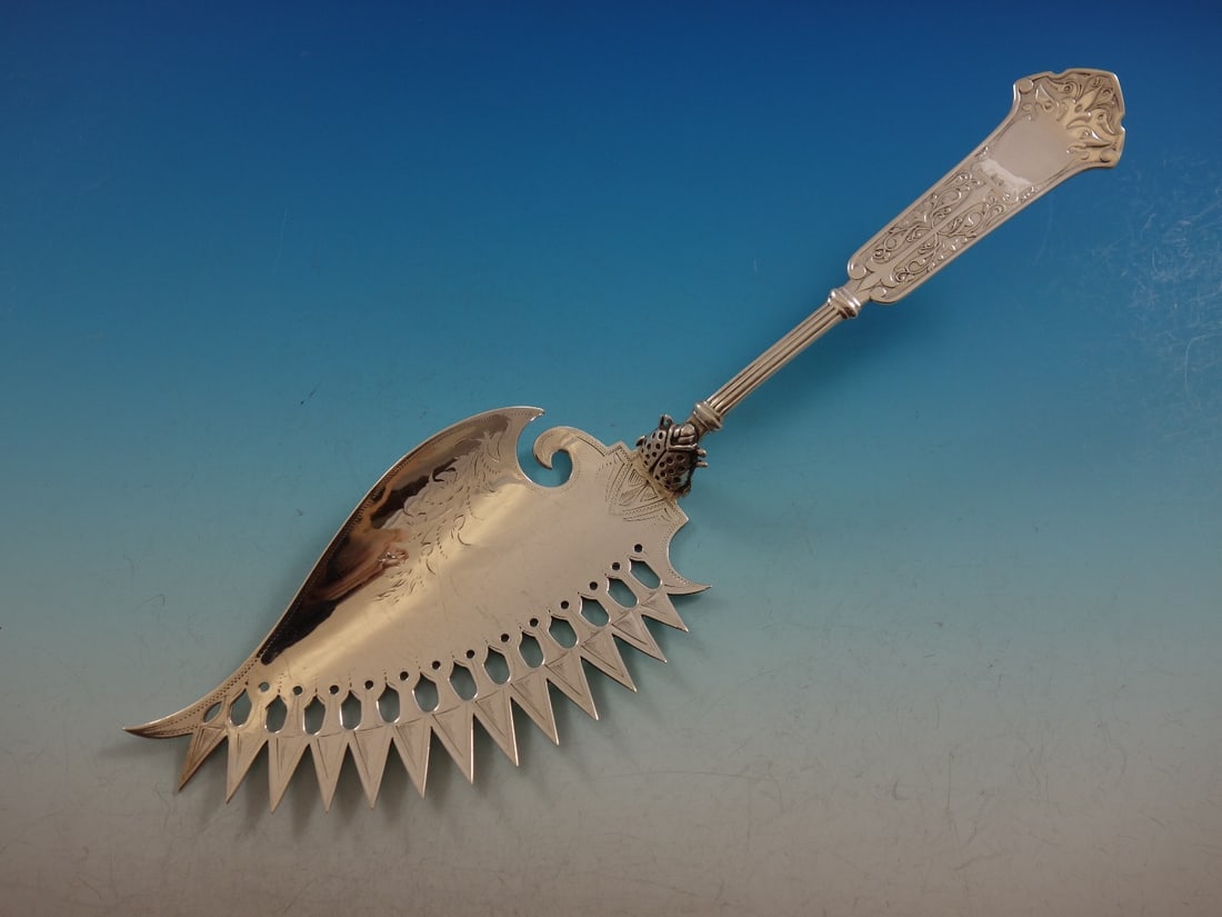 George Sharp Arabesque Sterling Silver Macaroni Server 10.25 with Ladybug Accent: George Sharp Arabesque Sterling Silver Macaroni Server 10.25 with Ladybug Accent This exquisite macaroni server is part of the Arabesque pattern by George Sharp, crafted from high-quality sterling sil