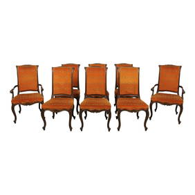 Set of 8 Karges French Louis XV Dining Chairs Walnut Sleigh Back (1 of 10)