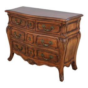 French Provincial Carved Commode Chest 45w x 20d x 35h Walnut Finish (1 of 10)
