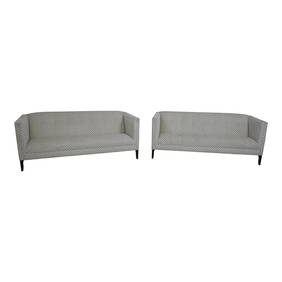 Stickley Modern Upholstered Sofas Pair 85" Width White Fabric (1 of 10)