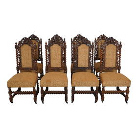 Set of 8 RJ Horner Carved Oak Dining Chairs C.1900-1910 (1 of 10)