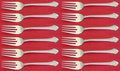 Wallace French Regency Sterling Silver Salad Fork Set 12 Pieces 6 3/8" (1 of 5)