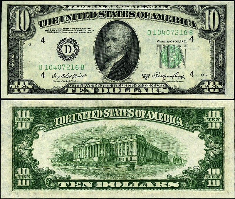 1950-A $10 Federal Reserve Note Cleveland D-B Block Gem Uncirculated: 1950-A $10 Federal Reserve Note Cleveland D-B Block Gem Uncirculated This 1950-A Federal Reserve Note features a denomination of $10 and is classified as a Gem Uncirculated note. It hails from the Cle