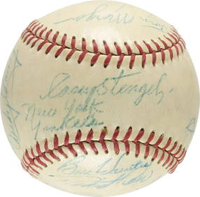 1955 New York Yankees Team Signed Baseball with Stengel Mantle Berra PSA (1 of 7)