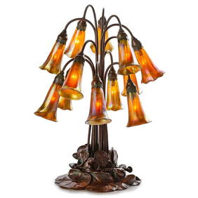 Tiffany Studios 1905 Twelve Light Lily Table Lamp 20in Antique Bronze (1 of 5)