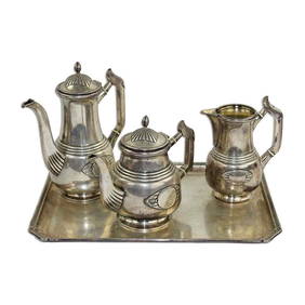 Art Deco CHF Danish Sterling Silver Tea Set 4 Pieces 93ozt (1 of 19)