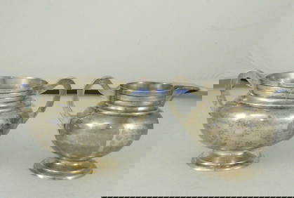 Art Deco Sterling Silver Cream and Sugar Bowl Set Circa 1920 (1 of 5)