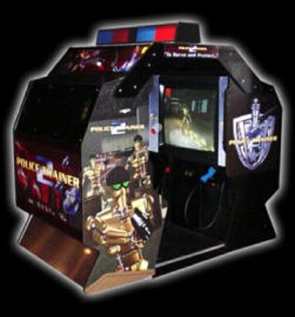 Team Play Police Trainer 2 Deluxe 2002 Arcade Machine 2 Player Sit Down Shooter: Team Play Police Trainer 2 Deluxe 2002 Arcade Machine 2 Player Sit Down Shooter Experience the thrill of arcade shooting with the Police Trainer 2 Deluxe Arcade Machine. This sit-down unit is designed
