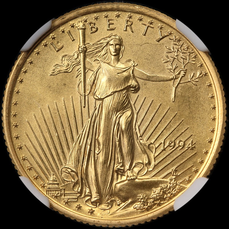1994 Gold American Eagle $10 Coin NGC MS67 Certified: 1994 Gold American Eagle $10 Coin NGC MS67 Certified This 1994 Gold American Eagle coin is a remarkable collectible, certified by NGC with a grade of MS67, indicating its superior quality. With a comp