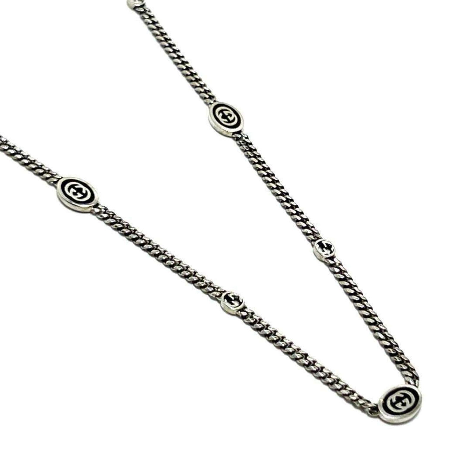 GUCCI Interlocking G Necklace Pendant Silver 925 Adjustable 44cm-49cm: GUCCI Interlocking G Necklace Pendant Silver 925 Adjustable 44cm-49cm Elevate your style with this elegant GUCCI Interlocking G Necklace Pendant, crafted from high-quality Silver 925. This versatile p