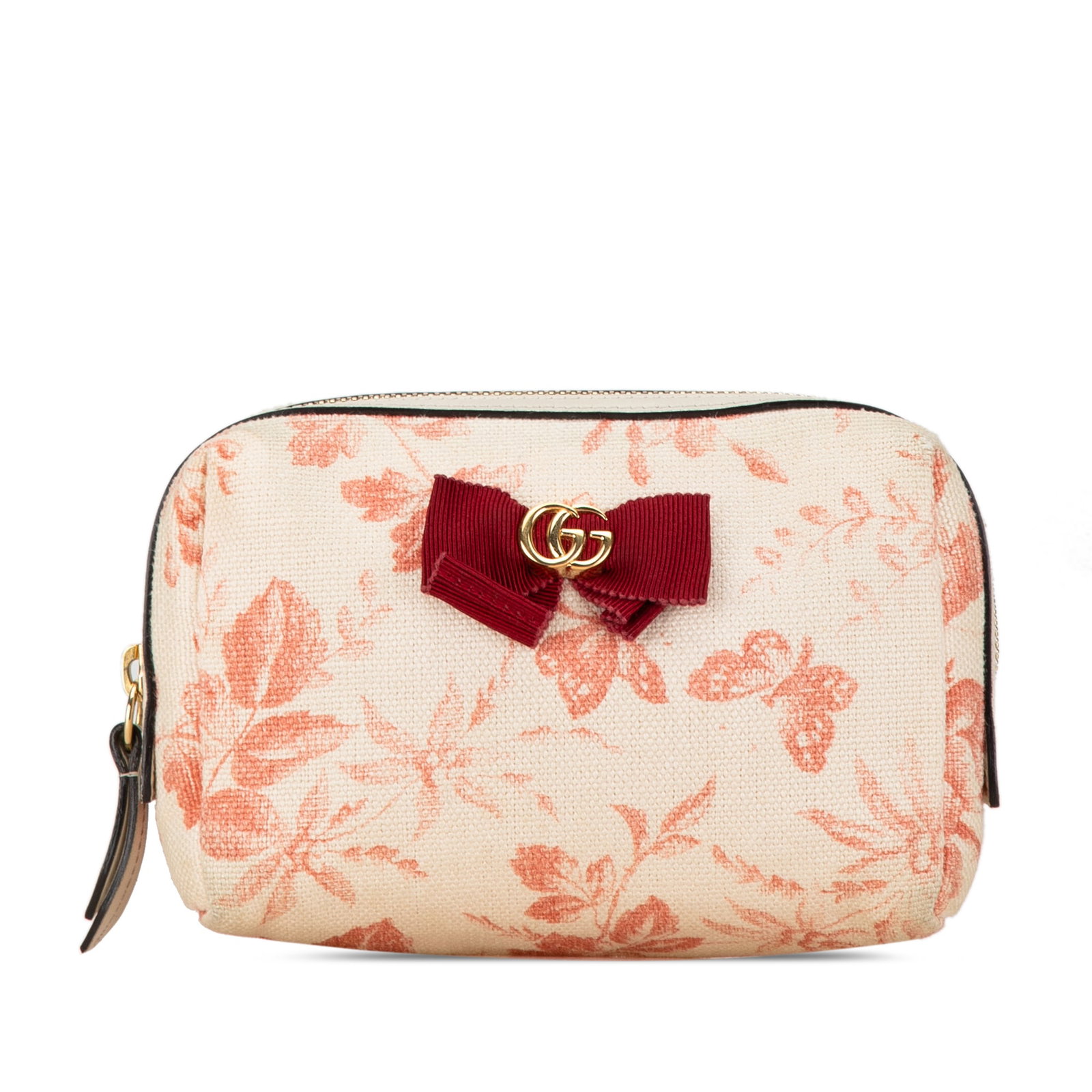 Gucci GG Marmont Herbarium Pouch Brown Fabric with Leather Trim: Gucci GG Marmont Herbarium Pouch Brown Fabric with Leather Trim Discover the elegance of the Gucci GG Marmont Herbarium Pouch, crafted from printed canvas with luxurious leather trim. This stylish pou