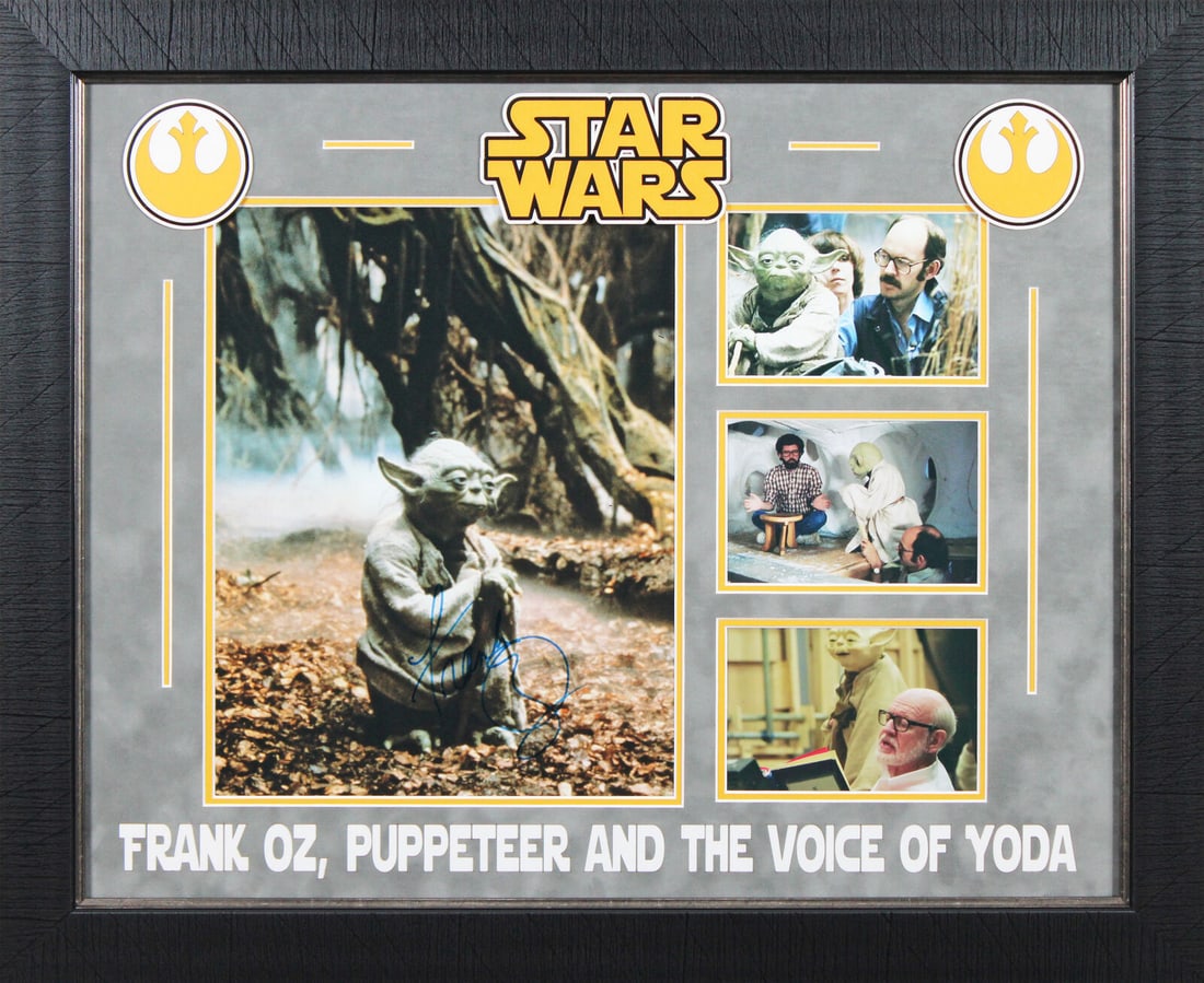 Frank Oz Star Wars Signed 11x14 Photo Framed Display JSA COA: Frank Oz Star Wars Signed 11x14 Photo Framed Display JSA COA This stunning 11x14 photo display features the authentic signature of Frank Oz, renowned for his role in Star Wars. Professionally framed, 