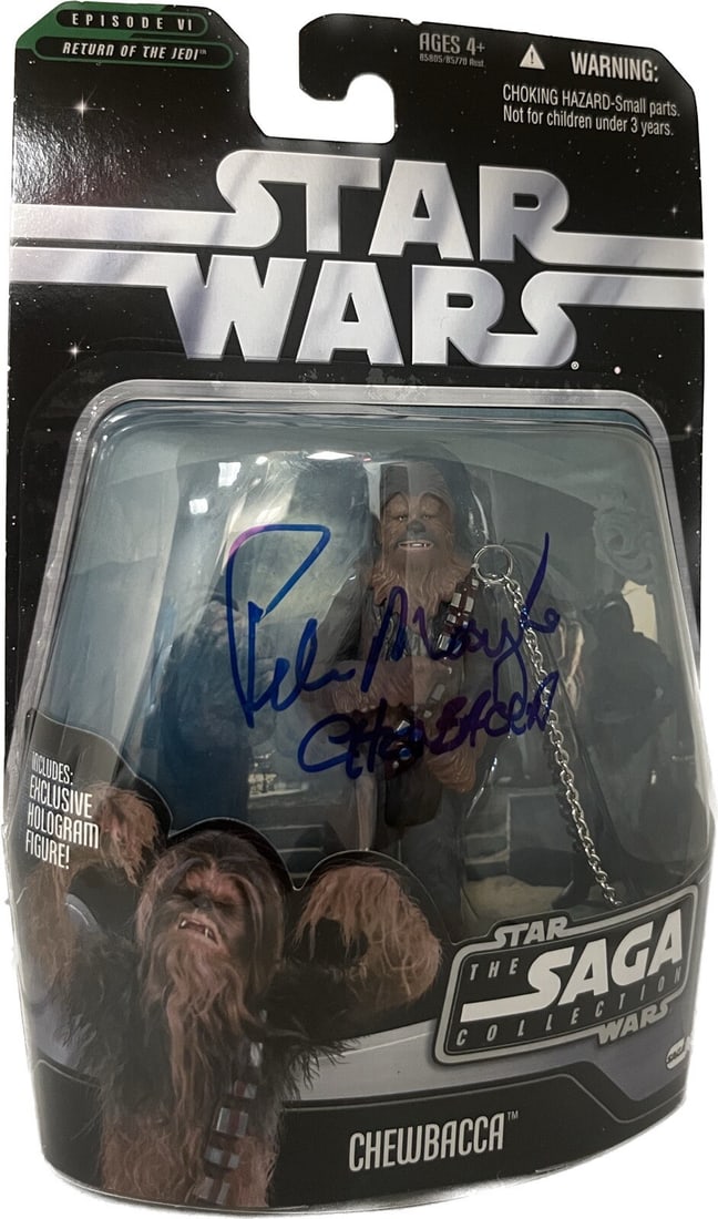 Peter Mayhew Chewbacca Signed Star Wars 2004 Saga Collection BAS: Peter Mayhew Chewbacca Signed Star Wars 2004 Saga Collection BAS Autograph Authentication: Beckett Original/Reproduction: Original Signed: Yes Signed By: Peter Mayhew Type: Action Figure Brand: Hasbro