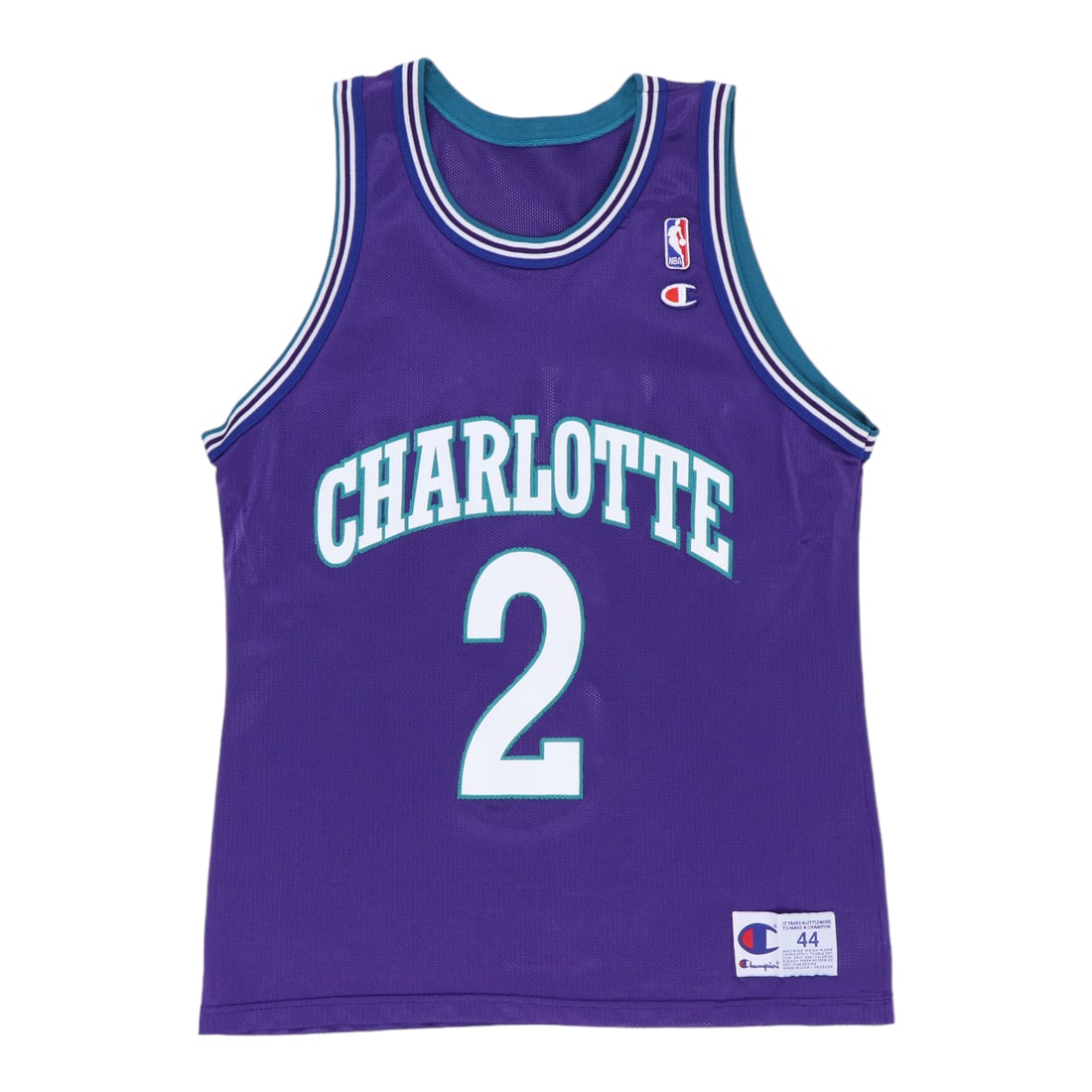 1990s Larry Johnson Purple Hornets Jersey Size 44: 1990s Larry Johnson Purple Hornets Jersey Size 44 Original 1990s Larry Johnson Charlotte Hornets NBA Jersey. This is a true vintage shirt, not a modern reproduction. Sizes vary so please use measureme