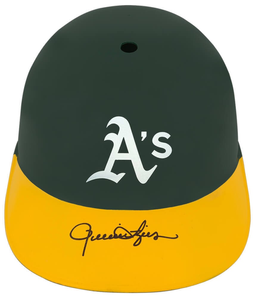 Rollie Fingers Signed Oakland A's Replica Batting Helmet with COA: Rollie Fingers Signed Oakland A's Replica Batting Helmet with COA Celebrate the legacy of Rollie Fingers with this signed Oakland A's souvenir replica batting helmet. This original item features the i