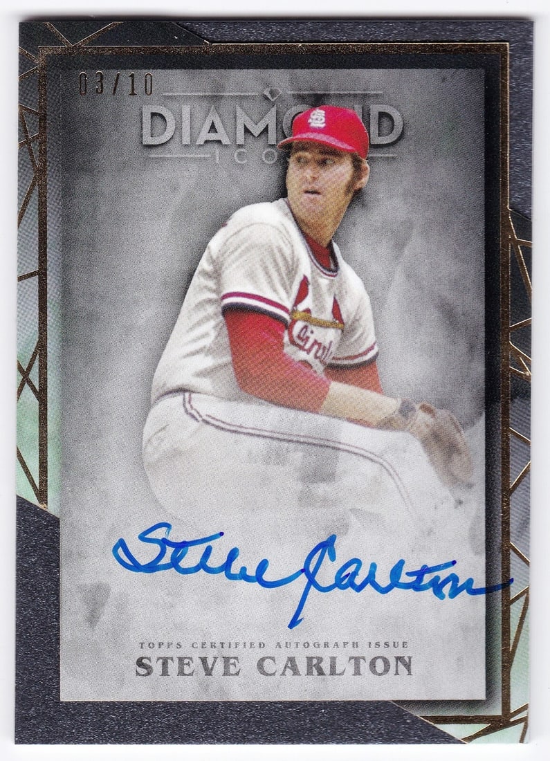 2022 Topps Diamond Icons Steve Carlton Autographed Card 03/10: 2022 Topps Diamond Icons Steve Carlton Autographed Card 03/10 Celebrate baseball history with this 2022 Topps Diamond Icons autographed trading card featuring the legendary Steve Carlton. This limited
